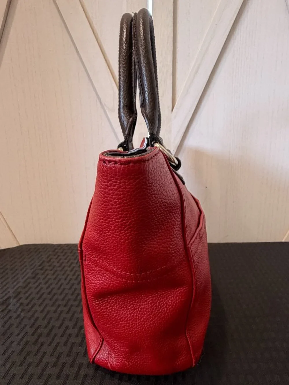 Tignanello Red Pebbled Leather Tote Bag